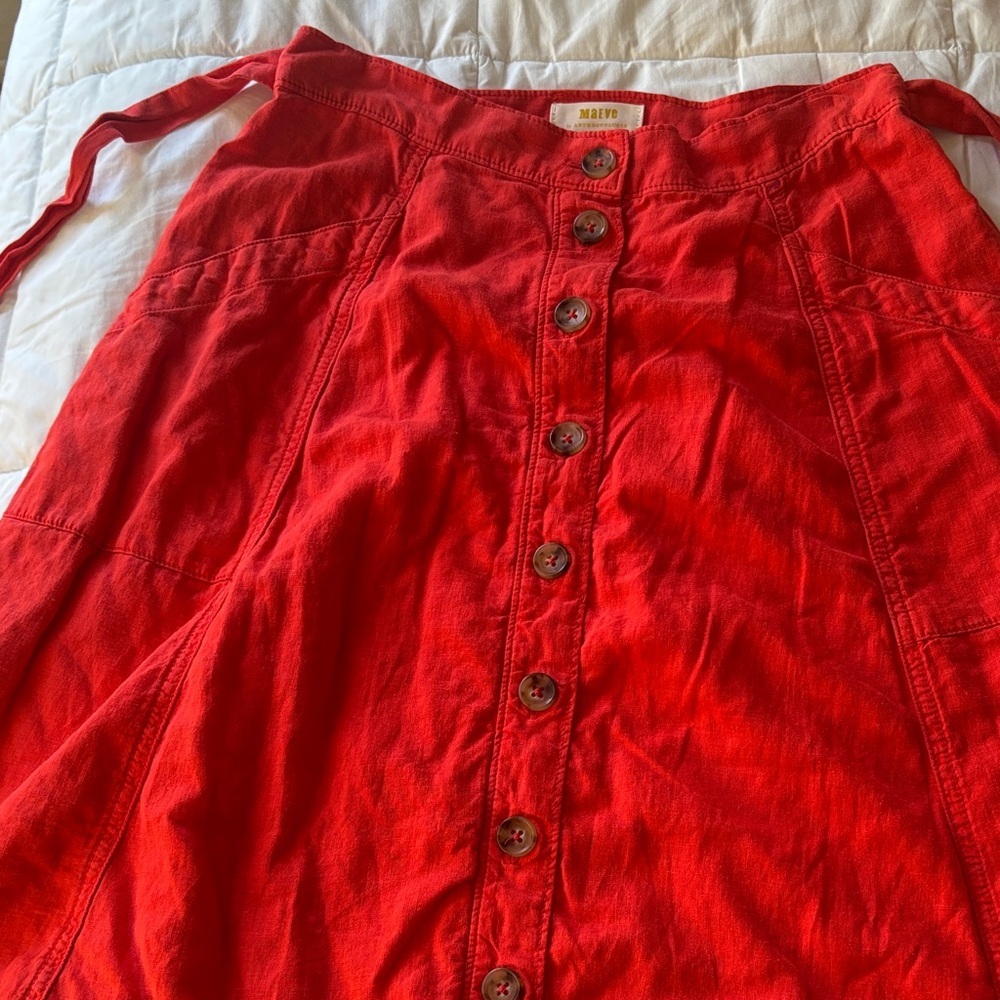 Anthropologie Red Midi Skirt